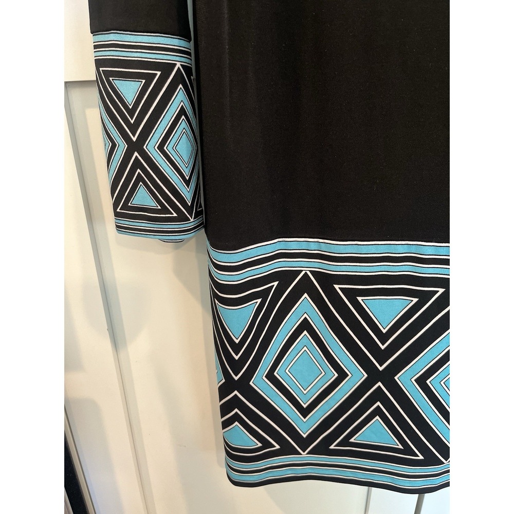Michael Michael Kors Dress Womens XL Black Blue Geometric Long Sleeve Shift NWT - Picture 3 of 12